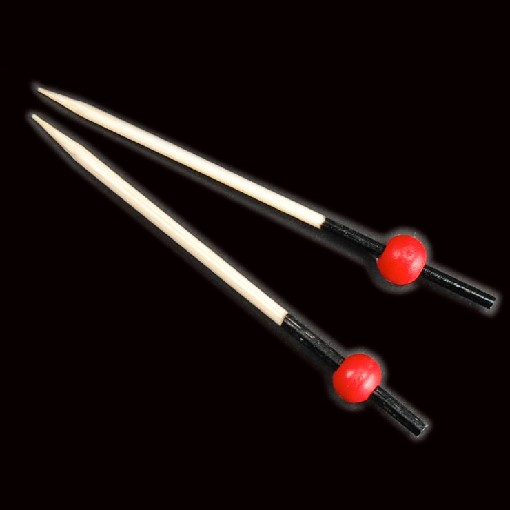 Bambussticks mit roter Kugel, 100 Stück