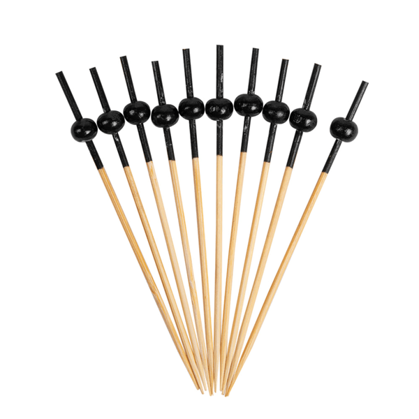 Bambusspieß mit schwarzer Kugel,100 Stück - Verpackmal