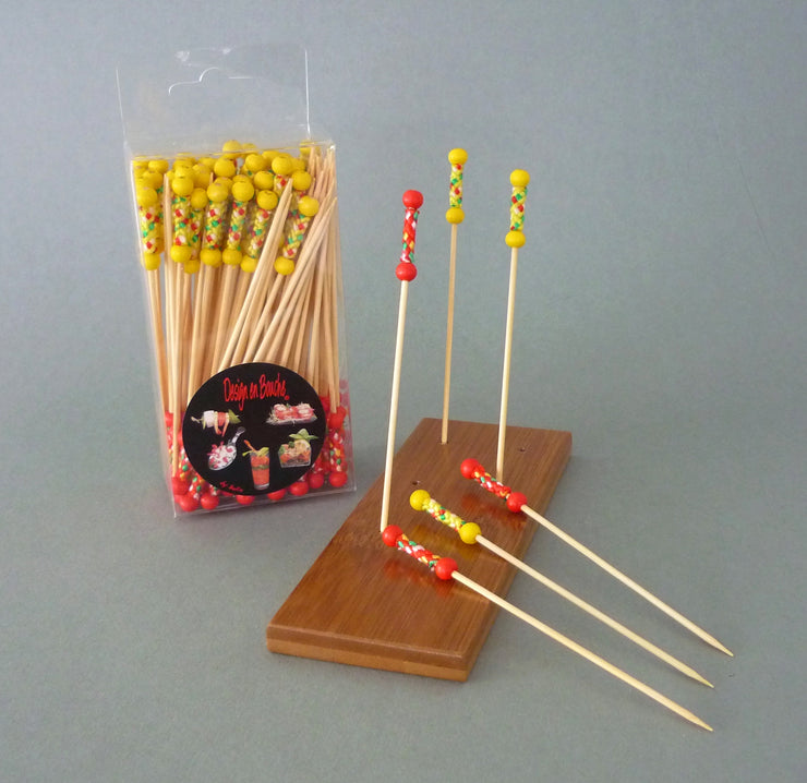 Bambusstick Fuji, rot und gelb, 100 Stück